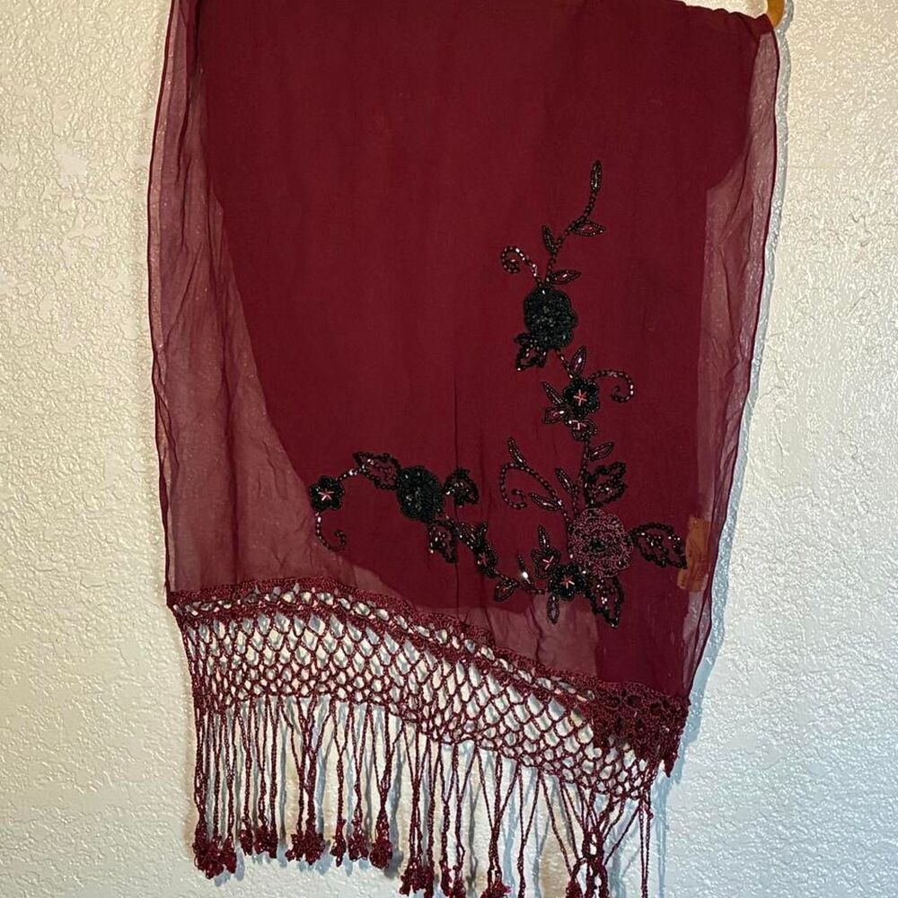 Women's Burgundy and Red Scarf-wraps